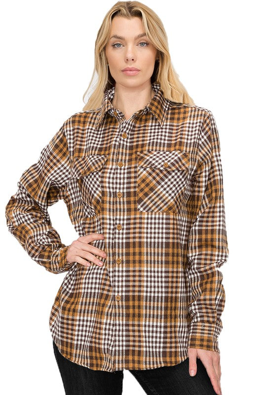 Boyfriend Fit Checker Plaid Flannel Long Sleeve king-general-store-5710.myshopify.com