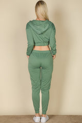 Cropped Cami with Zip-up Jacket and Joggers Set king-general-store-5710.myshopify.com