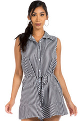 Black Stripes Button Up Romper king-general-store-5710.myshopify.com