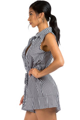 Black Stripes Button Up Romper king-general-store-5710.myshopify.com