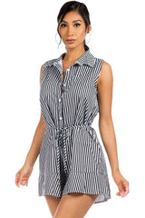 Black Stripes Button Up Romper king-general-store-5710.myshopify.com