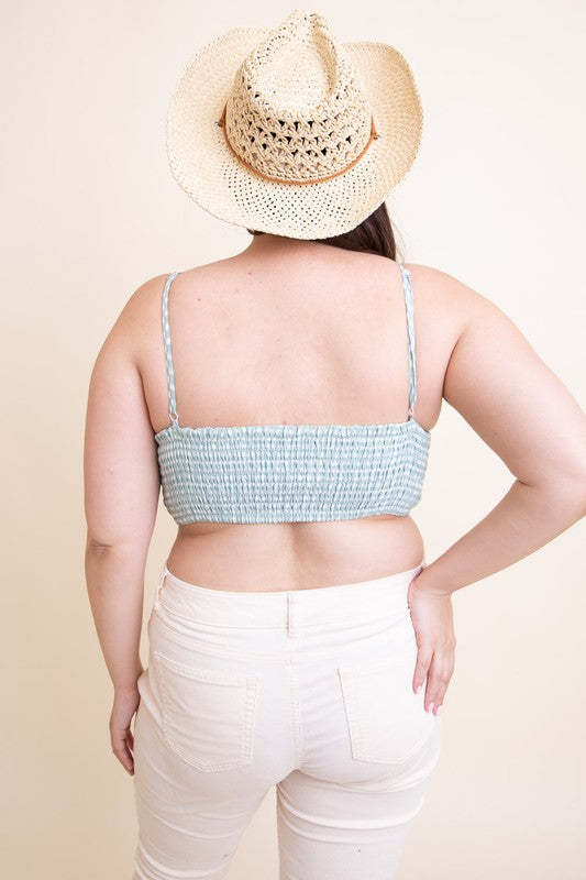 Plus Size Gingham Smocked Bralette king-general-store-5710.myshopify.com