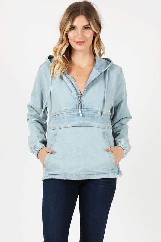 Light Denim Hoodie Jacket king-general-store-5710.myshopify.com