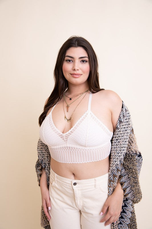 Plus Size Ribbed Lace Boho Racerback Bralette king-general-store-5710.myshopify.com