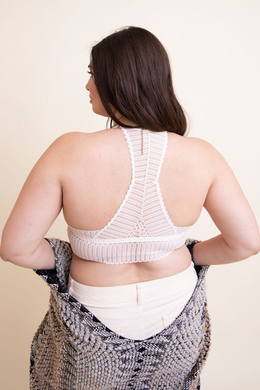 Plus Size Ribbed Lace Boho Racerback Bralette king-general-store-5710.myshopify.com