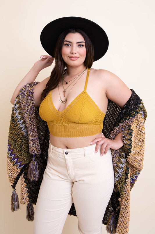 Plus Size Ribbed Lace Boho Racerback Bralette king-general-store-5710.myshopify.com