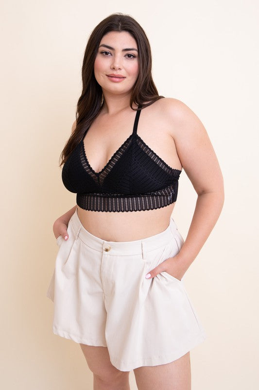 Plus Size Ribbed Lace Boho Racerback Bralette king-general-store-5710.myshopify.com