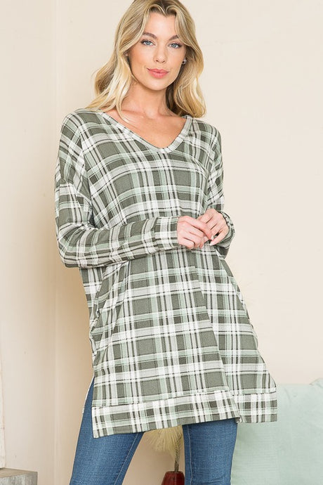 Oversize V-Neck Long Sleeve Sweater Tunic king-general-store-5710.myshopify.com