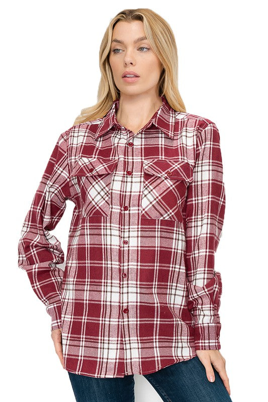 Boyfriend Fit Checker Plaid Flannel Long Sleeve king-general-store-5710.myshopify.com