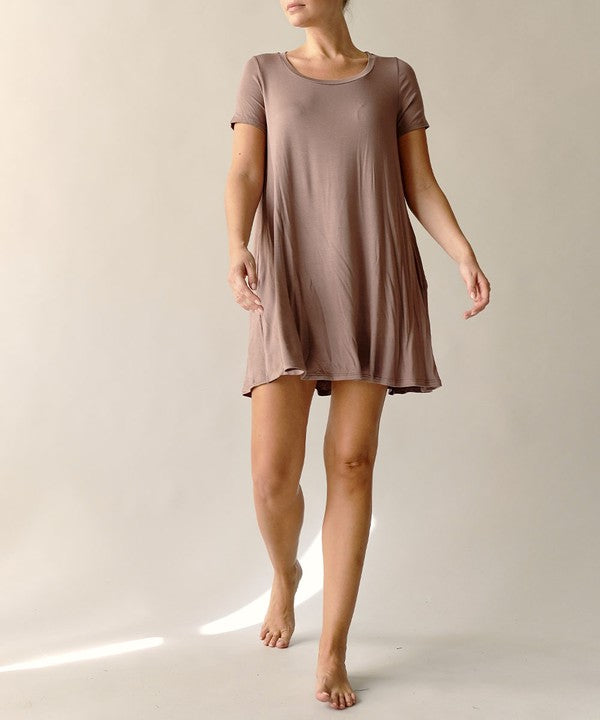 BAMBOO Short Sleeve Mini Dress king-general-store-5710.myshopify.com