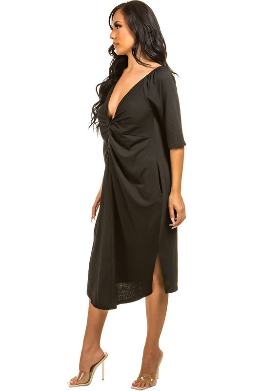 Black Side Zipper Midi Dress king-general-store-5710.myshopify.com