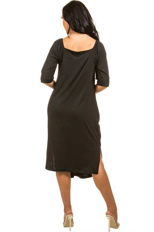 Black Side Zipper Midi Dress king-general-store-5710.myshopify.com