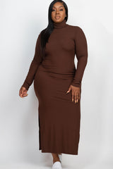 Plus Size Curvy Long Sleeve Side Slit Long Dress king-general-store-5710.myshopify.com