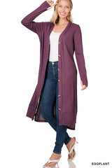 Hi-Low Hem Ribbed Long Cardigan king-general-store-5710.myshopify.com