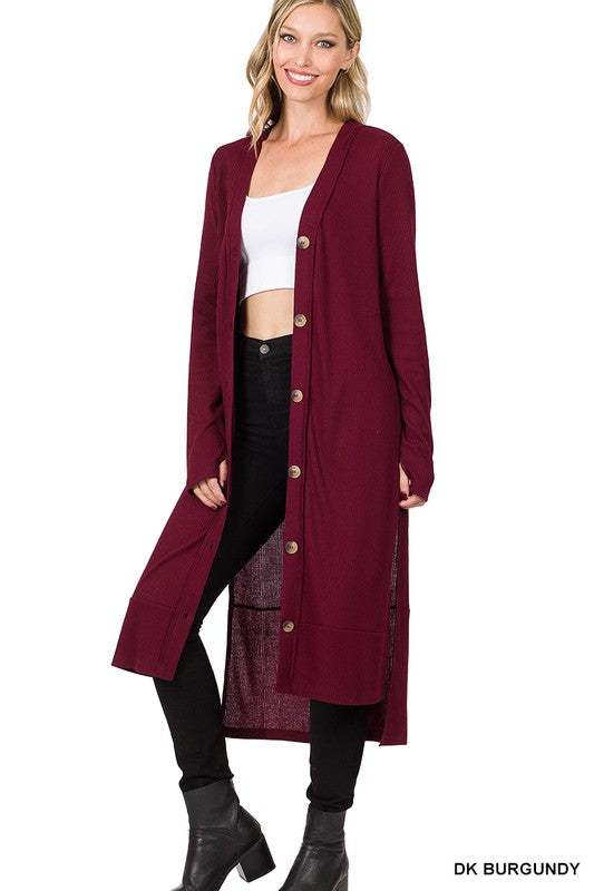 Hi-Low Hem Ribbed Long Cardigan king-general-store-5710.myshopify.com