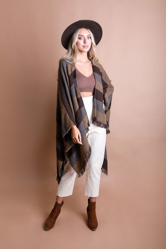 Classic Striped Knit Poncho king-general-store-5710.myshopify.com