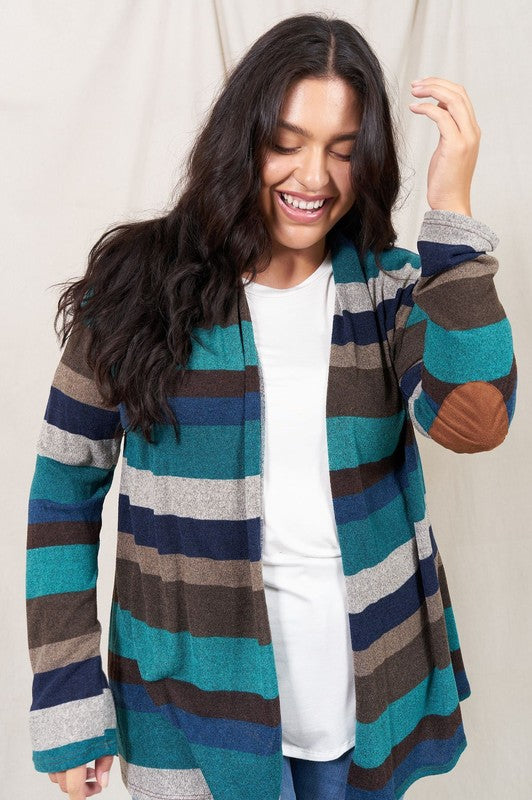 Stripe Elbow Patch Cardigan king-general-store-5710.myshopify.com