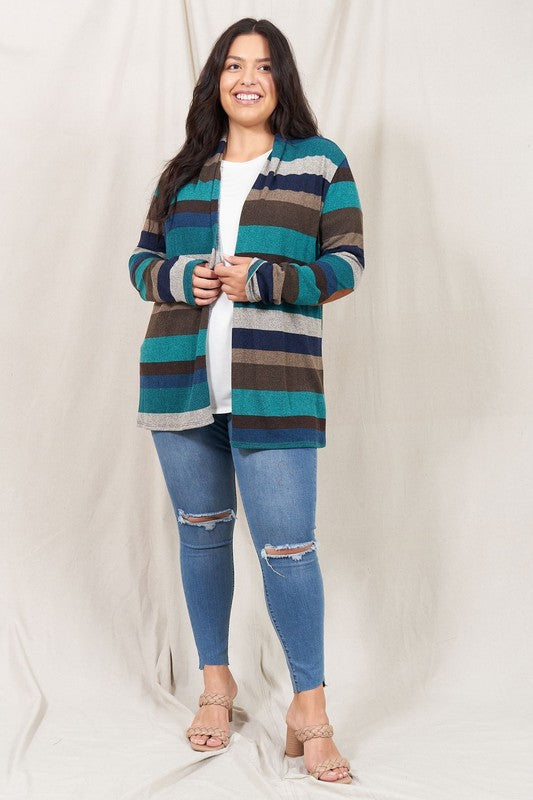 Stripe Elbow Patch Cardigan king-general-store-5710.myshopify.com