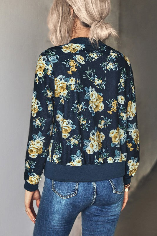 Floral Print Casual Jacket king-general-store-5710.myshopify.com