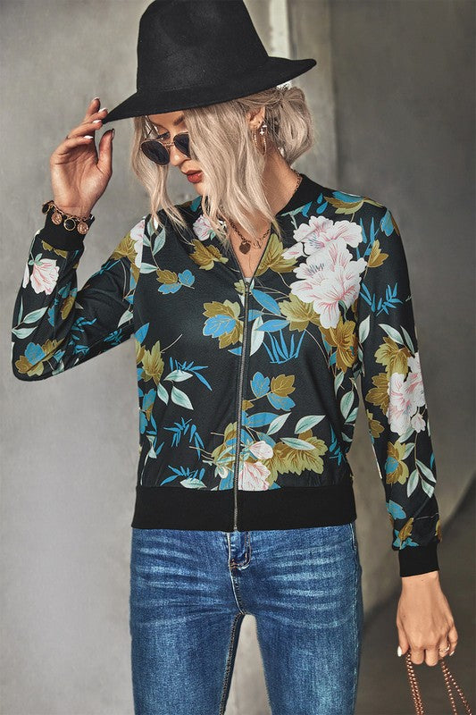 Floral Print Casual Jacket king-general-store-5710.myshopify.com