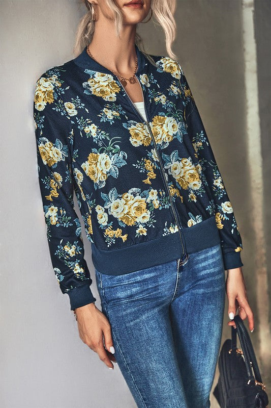 Floral Print Casual Jacket king-general-store-5710.myshopify.com