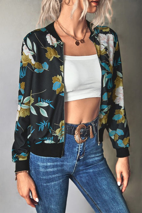 Floral Print Casual Jacket king-general-store-5710.myshopify.com