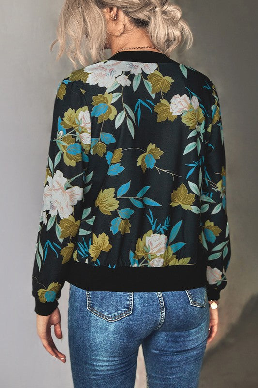 Floral Print Casual Jacket king-general-store-5710.myshopify.com