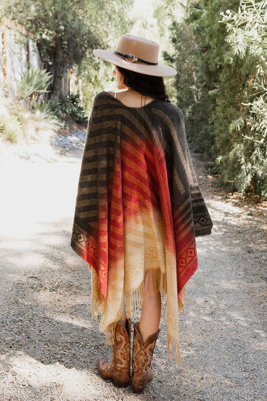 Western Style Colorblend Tassel Trim Serape king-general-store-5710.myshopify.com