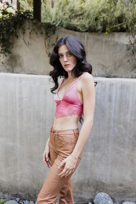 Velvet longline Lace Bralette king-general-store-5710.myshopify.com