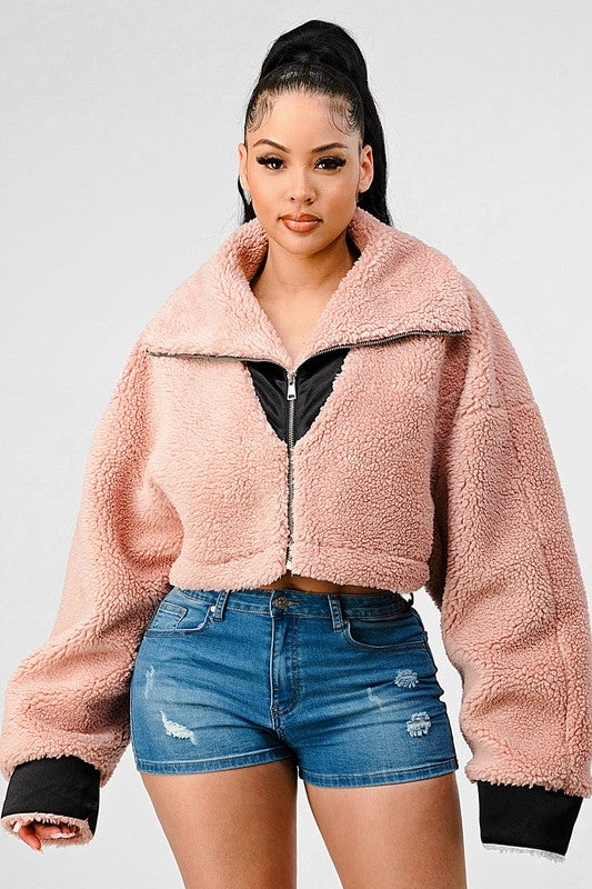 ATHINA OVERSIZED SHERPA WITH CONTRAST JACKET king-general-store-5710.myshopify.com