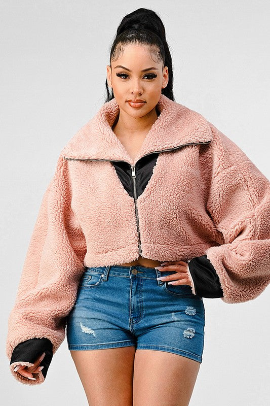 ATHINA OVERSIZED SHERPA WITH CONTRAST JACKET king-general-store-5710.myshopify.com