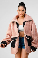 ATHINA OVERSIZED SHERPA WITH CONTRAST JACKET king-general-store-5710.myshopify.com