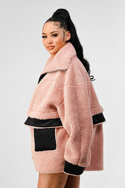 ATHINA OVERSIZED SHERPA WITH CONTRAST JACKET king-general-store-5710.myshopify.com