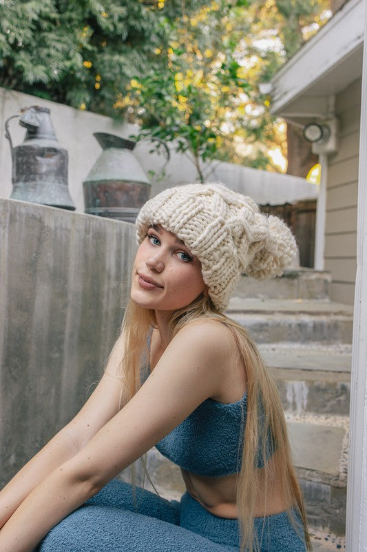 Oversized Chunky Knit Pom Beanie king-general-store-5710.myshopify.com