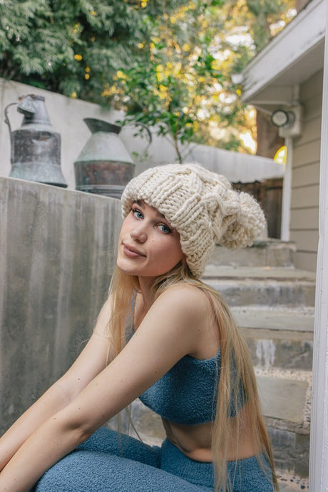 Oversized Chunky Knit Pom Beanie king-general-store-5710.myshopify.com