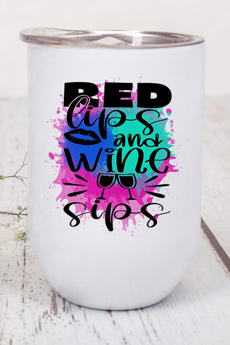 Red Lips and Wine Sipe Graphic Wine Tumbler king-general-store-5710.myshopify.com