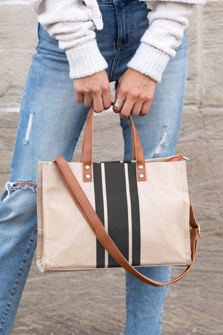 Canvas Stripe Tote king-general-store-5710.myshopify.com