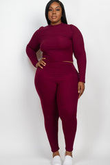 Plus Ribbed Mock Neck Long Sleeve Top & Leggings Set king-general-store-5710.myshopify.com