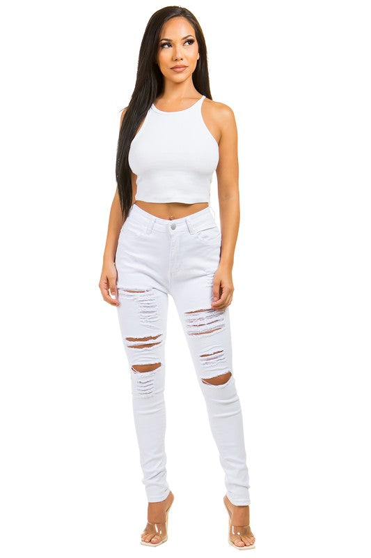 High Waist Front Button Sexy Denim Jeans king-general-store-5710.myshopify.com