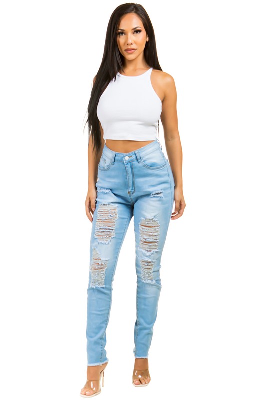 High Waist Front Button Denim Jeans king-general-store-5710.myshopify.com