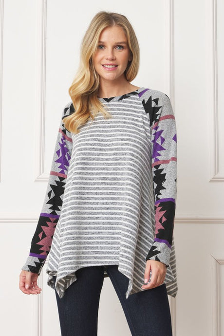 Tribal Sleeve Handkerchief Tunic Top