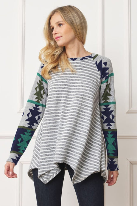 Tribal Sleeve Handkerchief Tunic Top