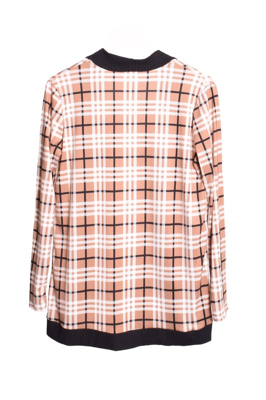 Plaid Contrast Drape Open Cardigan king-general-store-5710.myshopify.com