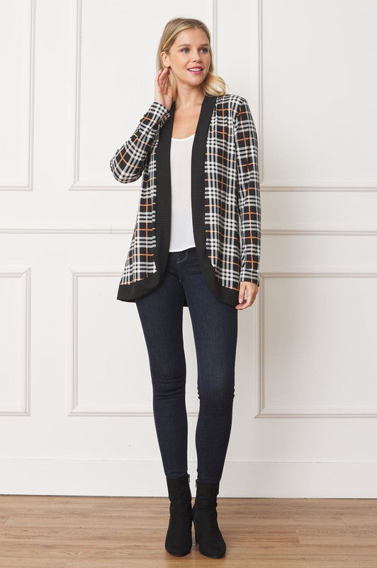 Plaid Contrast Drape Open Cardigan king-general-store-5710.myshopify.com