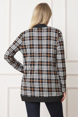 Plaid Contrast Drape Open Cardigan king-general-store-5710.myshopify.com