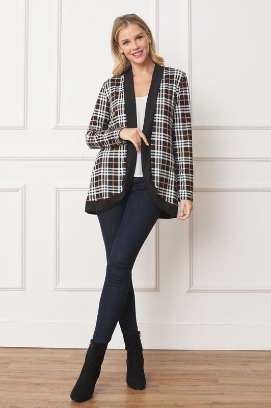 Plaid Contrast Drape Open Cardigan king-general-store-5710.myshopify.com