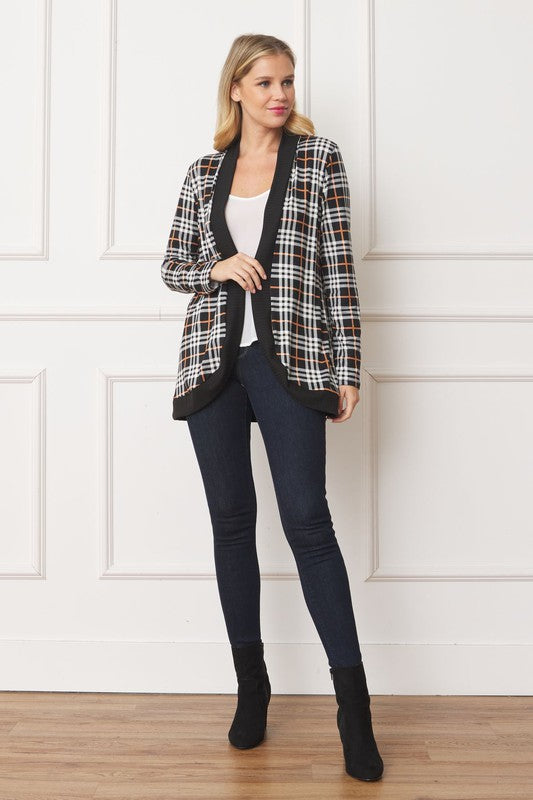 Plaid Contrast Drape Open Cardigan king-general-store-5710.myshopify.com