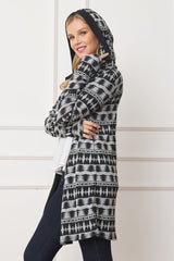 Plus Long Tribal Print Hooded Cardigan king-general-store-5710.myshopify.com