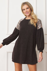 Plus Paisley Shoulder Accent Tunic Mini Dress