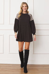 Plus Paisley Shoulder Accent Tunic Mini Dress